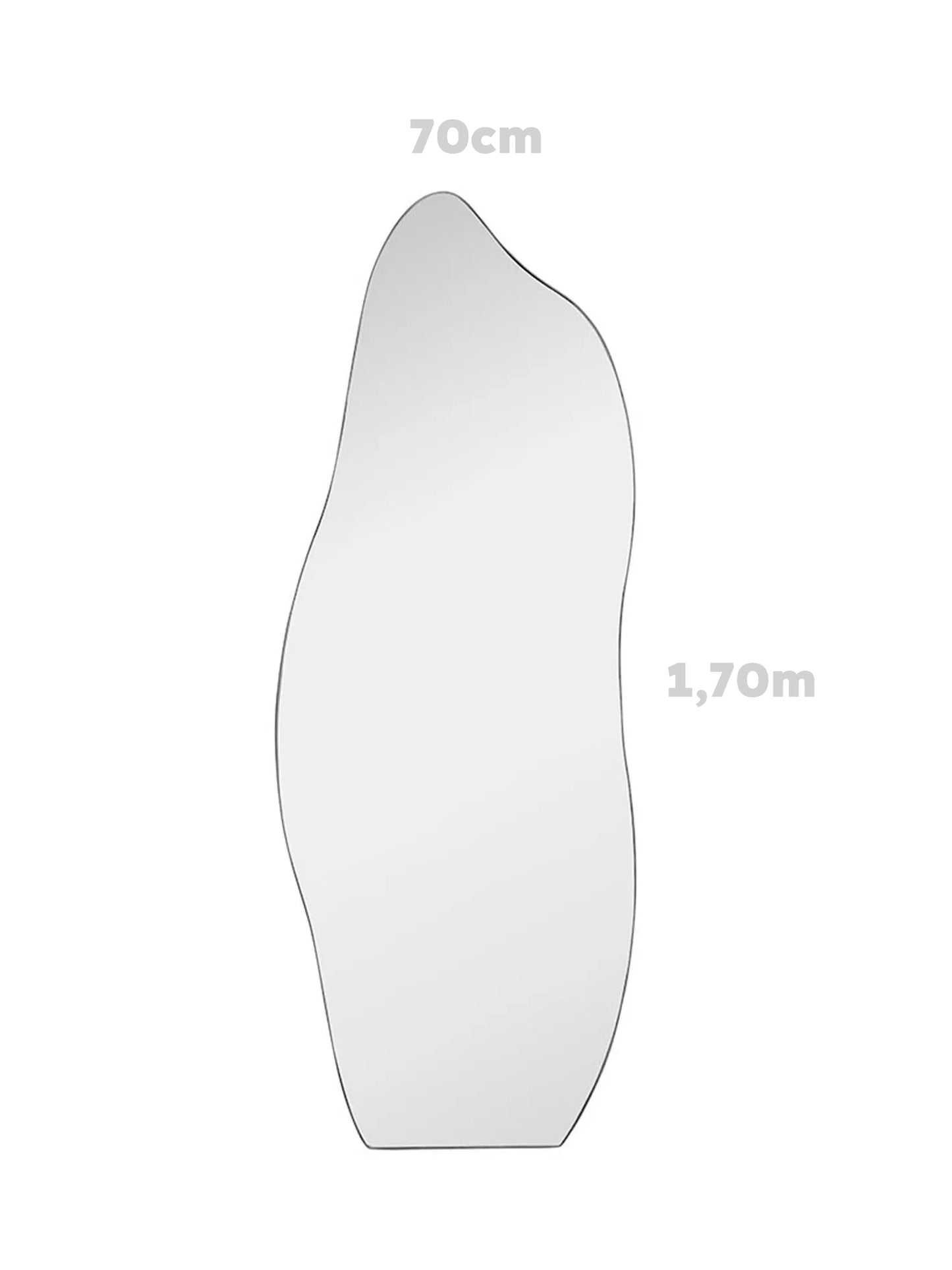 Großer organischer Dekospiegel – Flamme – Ganzkörperansicht – 70 x 170 cm – Ausverkauf