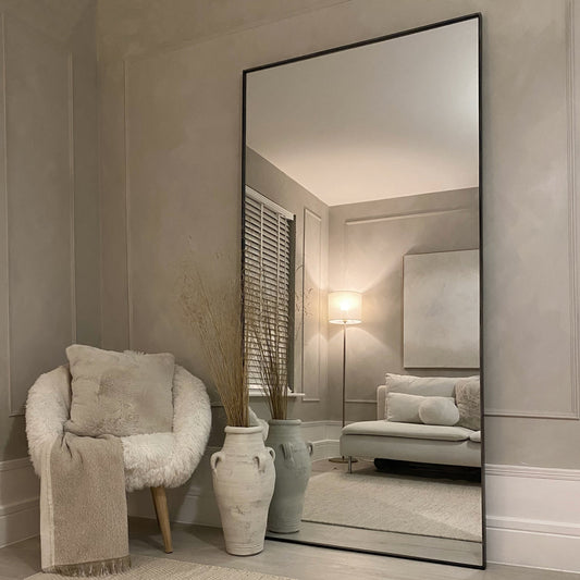 Xavril – Schwarzer, großer Ganzkörperspiegel aus Metall, 200 cm x 100 cm