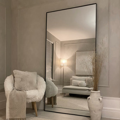 Xavril – Schwarzer, großer Ganzkörperspiegel aus Metall, 200 cm x 100 cm